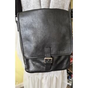 COLE HAAN UTILITARIAN VTG PEBBLED MESSENGER LEATHER BLK CROSSBODY UNISEX Bag